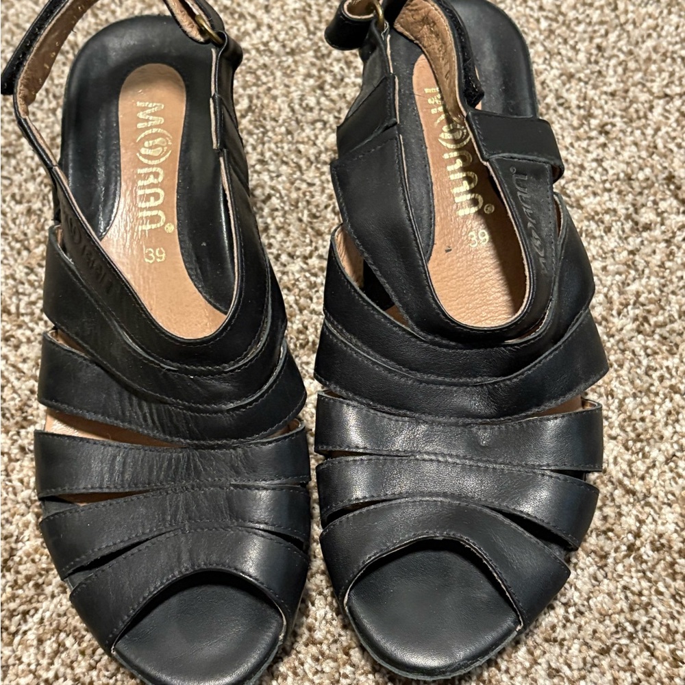 Moran leather wedge shoes